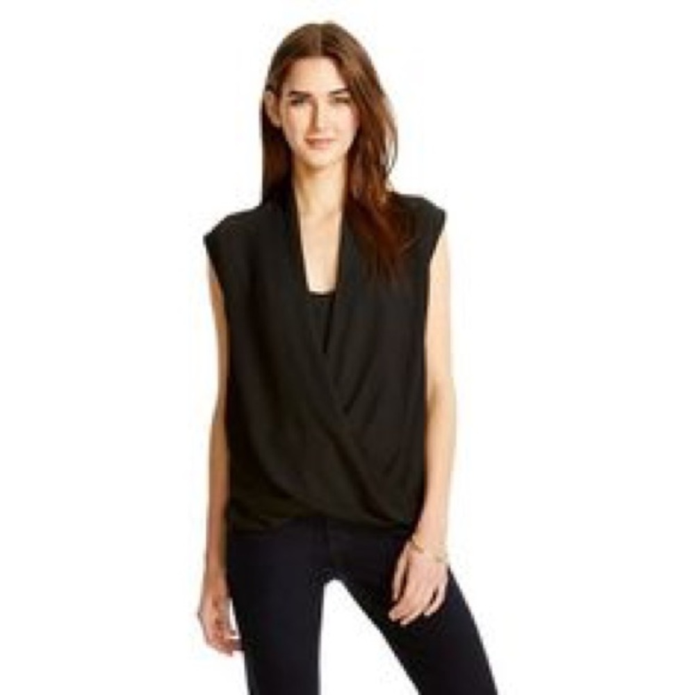 Mossimo Supply Co. Black Draped Sleeveless Blouse